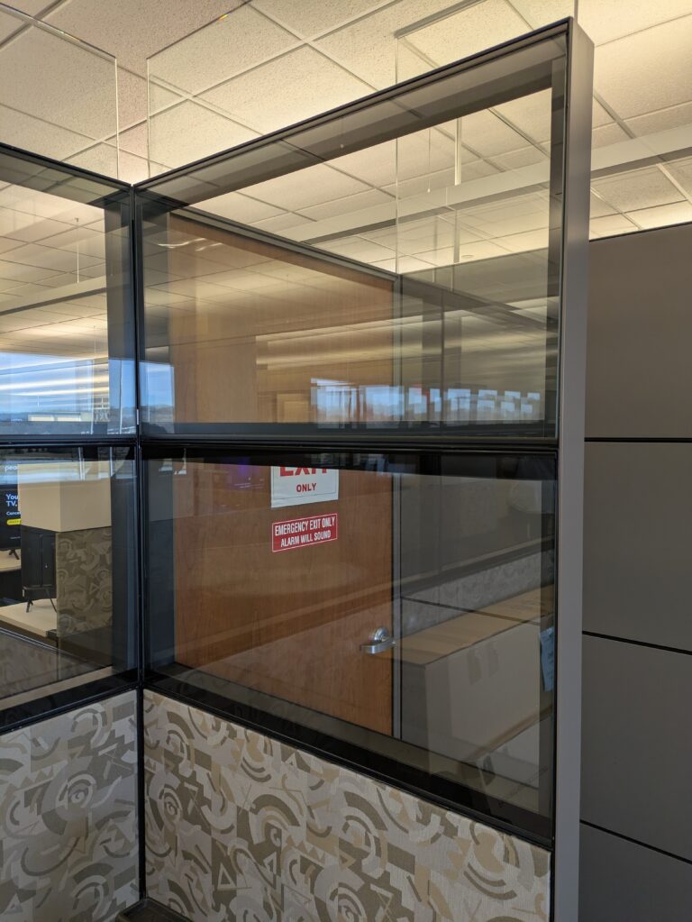 Interior glass partitions in an office building in Dakota Dunes