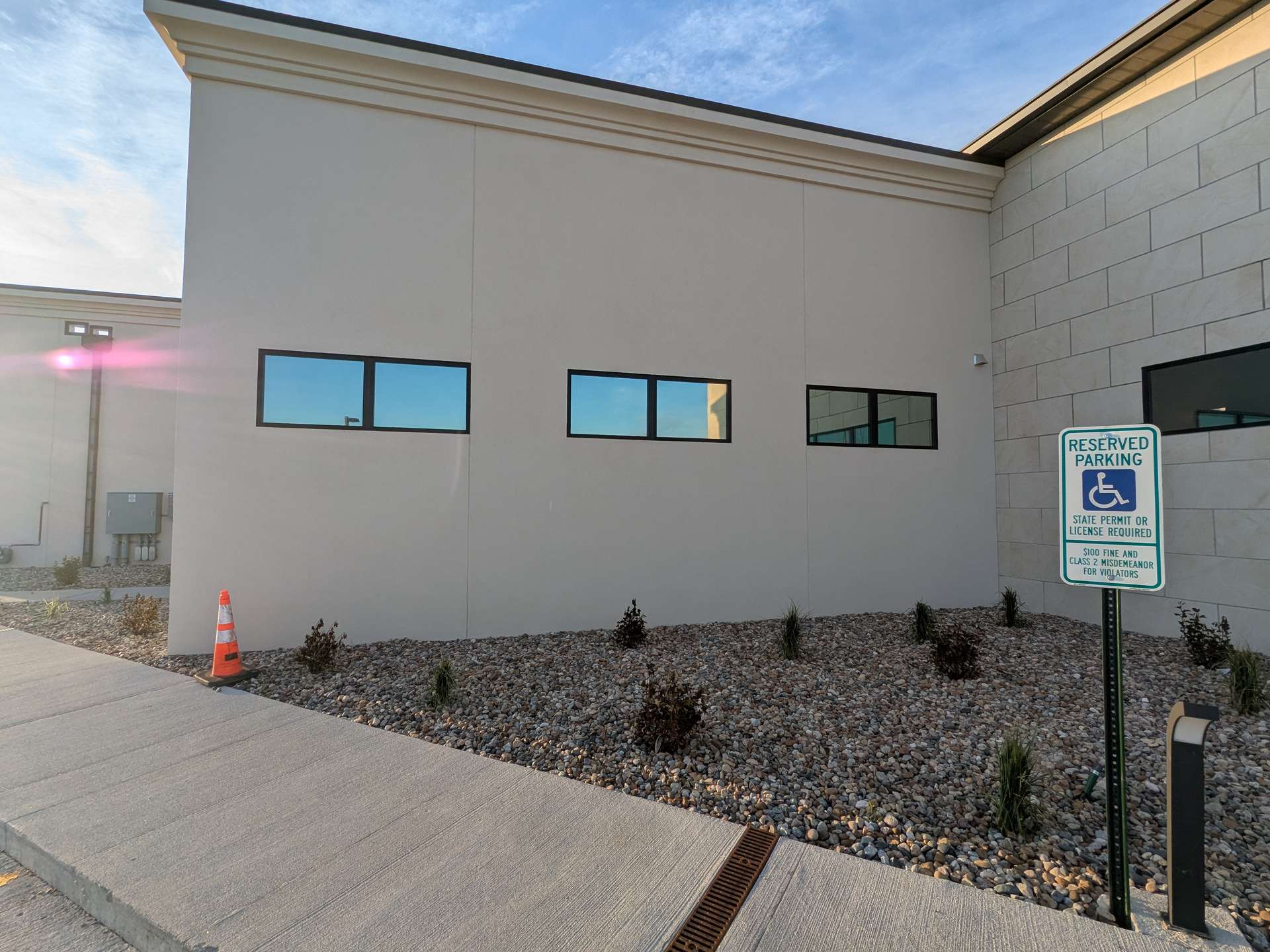Clinic building exterior with window film on the glass in Dakota Dunes