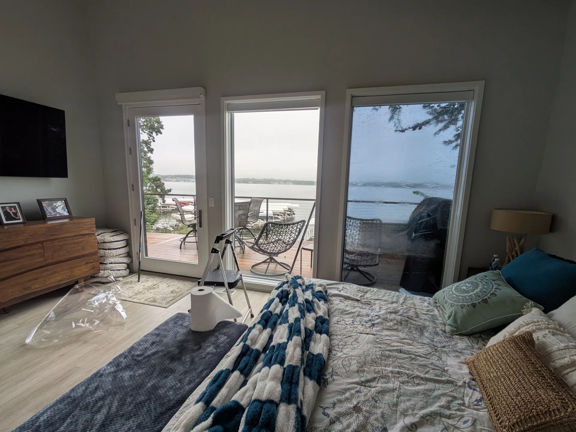 Lake house windows with Vista V14 film over the lake view in Arnolds Park (interior)